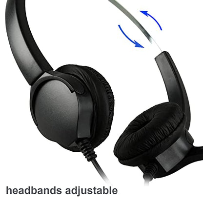 Telephone Headset, Hands-Free Call Center Noise Cancelling Corded Binaural Headset Headphone 4-Pin RJ9 Crystal Head Mic Microphone Desk Phone -Telephone Counseling Services,Insurance, Hospitals