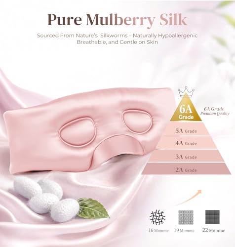 LC-dolida 3D Silk Bluetooth Sleep Mask, Mulberry Silk Sleep Mask with Bluetooth Headphones, Bluetooth Eye Sleep Mask for Side Sleepers, Total Blackout Bluetooth Eye Mask for Women Men, Pink - color: Pink