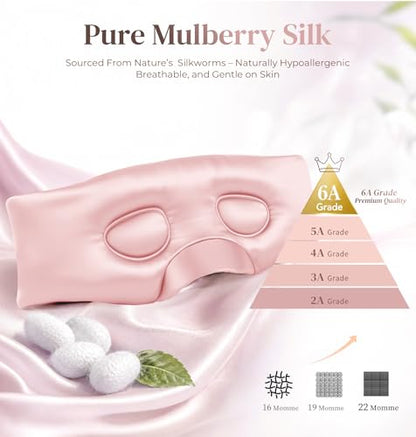 LC-dolida 3D Silk Bluetooth Sleep Mask, Mulberry Silk Sleep Mask with Bluetooth Headphones, Bluetooth Eye Sleep Mask for Side Sleepers, Total Blackout Bluetooth Eye Mask for Women Men, Pink - color: Pink
