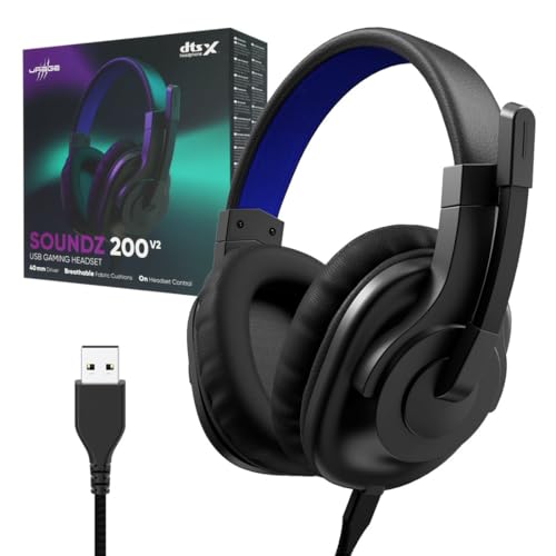 uRage Micro Gaming Headset (Over-Ear Gamer Headset, DTS X Certified, Micro Flip to Mute, Removable USB-A Uflex Cable, Optimised PC and PS5 Headset Microphone) Black