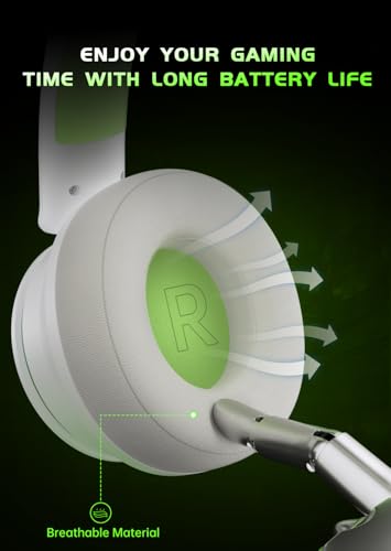 RYR Wireless Gaming Headset for Xbox Series X|S, Xbox One,White-Green | Bluetooth 5.3, 3D Surround Sound, Rotatable Earmuffs, Gaming Headphones with Noise Canceling Microphones - color: White-Green
