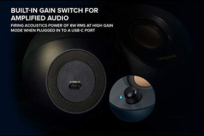Creative Pebble V2, 2.0 USB Desktop Stereo Speakers for PC/Laptop, Black | 2.0 desktop speakers, USB-Powered, Compact, Stereo, Desktop Speakers, PC Audio, Minimal Design, Laptop Speakers, Black