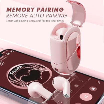Xmenha Pink Heart Wireless Earbuds for Girls Kids, Cute Small Mini Tiny Invisible Earbuds Wireless Bluetooth for Small Ears Canals Women Rose Gold Kawai Blue Tooth Ear Buds for iPhone Android - color: White
