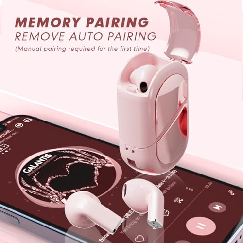 Xmenha Pink Heart Wireless Earbuds for Girls Kids, Cute Small Mini Tiny Invisible Earbuds Wireless Bluetooth for Small Ears Canals Women Rose Gold Kawai Blue Tooth Ear Buds for iPhone Android - color: Pink