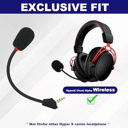Replacement Mic Compatible with HyperX Cloud Alpha Wireless Gaming Headset – Detachable Noise-Canceling Boom Microphone with LED Mute Indicator Light
