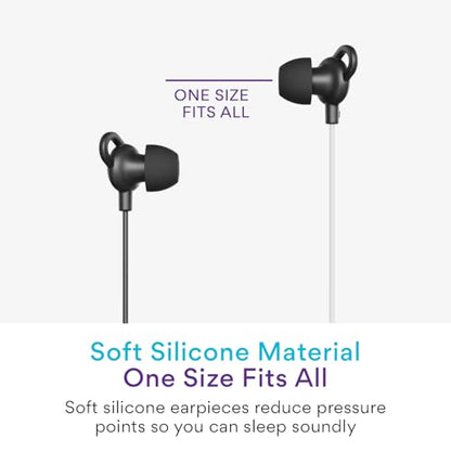 MEE audio SleepTones Wired Sleep Earbuds 3.5mm Plug for Side Sleepers with Lightweight Low-Profile Silicone Earpieces, Noise Reduction Sleeping Headphones with Built-in Mic, & Volume Controls - size: 1-Pack