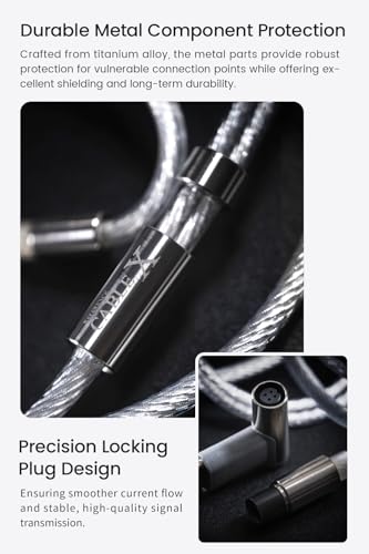 Cable X 2pin IEM Cable Replacement Earphone Wire-3.5mm/4.4mm/USB C | Upgraded Silver-Plated Copper Alloy, 1.25m,DSP In-Ear Headphone Cord, HiFi In-Ear Headphone Cord, Android/PC App Compatible