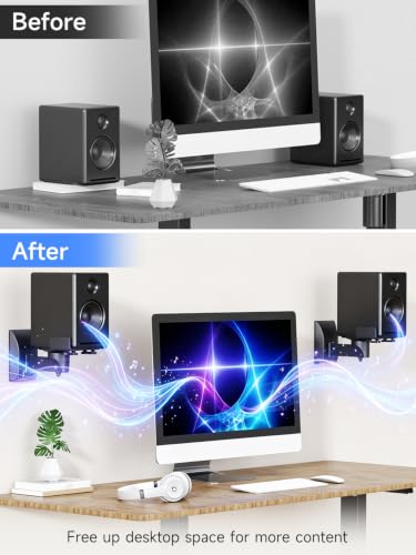 suptek Speaker Wall Mount Adjustable for Large Bookshelf Speaker Mounts | Swivel Speaker Wall Mounts with Surround Sound, Tilt Speaker Shelf For Living Room Up to 55lbs, 2 Packs, Black - size: Standard--black