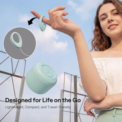 Bobtot Portable Bluetooth Speakers with Strap Easy to Carry Mini Speaker | Wireless IPX5 Waterproof with Loud Stereo Sound, 20 Hours Playtime, Rechargeable Battery, Built-In Microphone, Green - color: Green