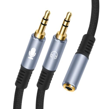 1/8" TRS Stereo Splitter Cable for Headphone, PC Laptop, Perfect for Switching or Two Sets of Speakers (1/8" TRS Stereo Female to Dual Male, 3.3FT-Splitter 20cm) - size: 3.3FT-Splitter 20cm, style: 1/8" TRS Stereo Female to Dual Male