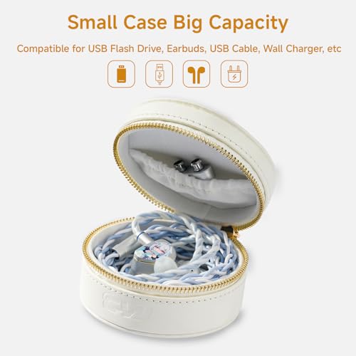 Earbud Case Leather Storage Box Earbud Protective Carrying Case - White
