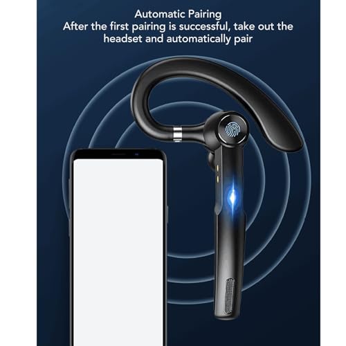 Yoidesu Bluetooth Headset, Bluetooth Earpiece with 400mAh Charging Case, Built in Microphone for iOS Android Cell Phone, Hand Headphones for Trucker, Office