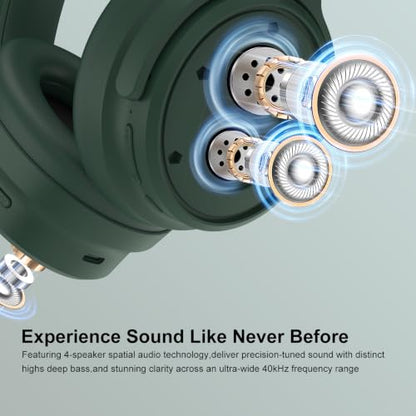 Srhythm NiceComfort 35(2nd Gen)Noise Cancelling Headphones 4-Speakers 40kHz | HD Sound,140 Hours' Ultra-long Playtime for Travel, Bluetooth 6.0, 5 Microphones ENC,Transparency,Spatial Audio,Low Latency - color: Forest Green