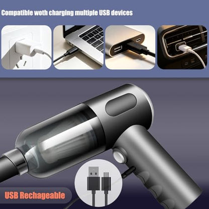 Compressed Air Duster Wireless Handheld Car Vacuum Cleaner, Air Blower 3 in 1 Electric Air Dusters Computer Vacuums Keyboard Cleaner Power Rechargeable Vacuum for Desk Home and Office Dust Cleaning