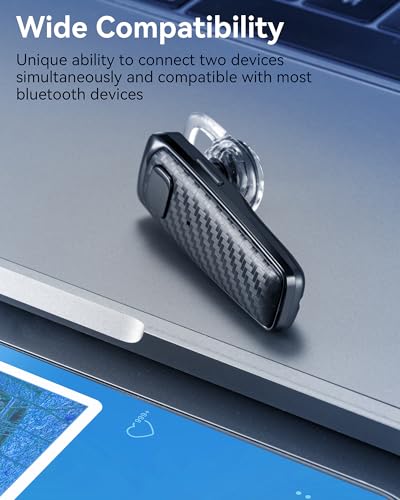S525 Bluetooth 5.1 Wireless Earpiece, 16Hrs HD Calling, CVC8.0 Noise Cancelling, Hands-Free, Black