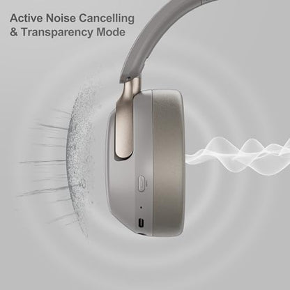 LORELEI QC30 Hybrid Active Noise Cancelling Headphones, 60H Playtime, Built-in Mic, Wireless Over Ear Headsets with Case,Bluetooth 5.4,Deep Bass Comfort Fit Soft-Earpads Fast Charging -Dunes Grey - color: Dunes Grey
