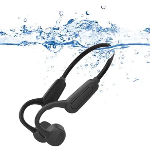 Bone Conduction Headphones,with Built-in Mic swimming bone conduction headphones,Waterproof Lightweight For bluetooth earphones Stable to wear MP3 IPX8for Running,Cycling,Hiking,Driving,Gym (black) - color: Black