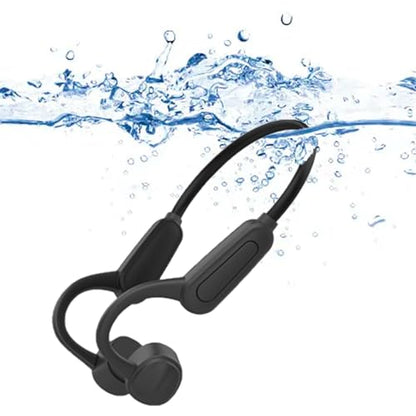 Bone Conduction Headphones,with Built-in Mic swimming bone conduction headphones,Waterproof Lightweight For bluetooth earphones Stable to wear MP3 IPX8for Running,Cycling,Hiking,Driving,Gym (black) - color: Black