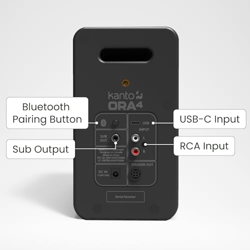 Kanto ORA4 Powered Bluetooth Desktop Speakers - Pair Matte Black - color: Black, size: 4" Woofer - 140 Watts