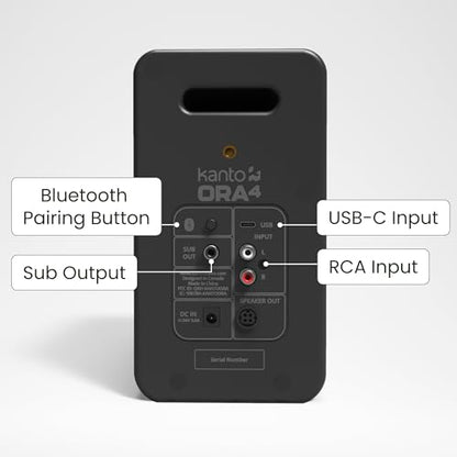 Kanto ORA4 Powered Bluetooth Desktop Speakers - Pair Matte Black - color: Black, size: 4" Woofer - 140 Watts