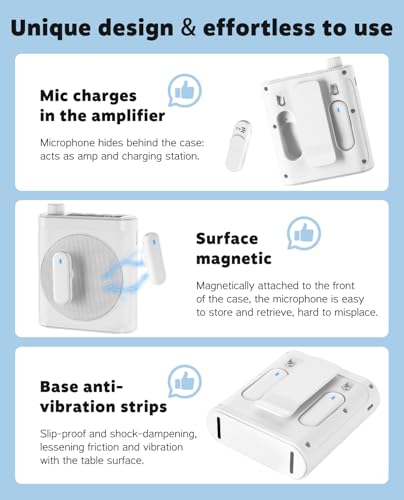 Tearstone Voice Amplifier for Teachers with Bluetooth, Dual Magnetic Mics | Portable Rechargeable Speaker with Clip-On Lapel Microphones for Classroom, Tour Guide, Public Speaking, Training (White) - color: WHITE-M29-US