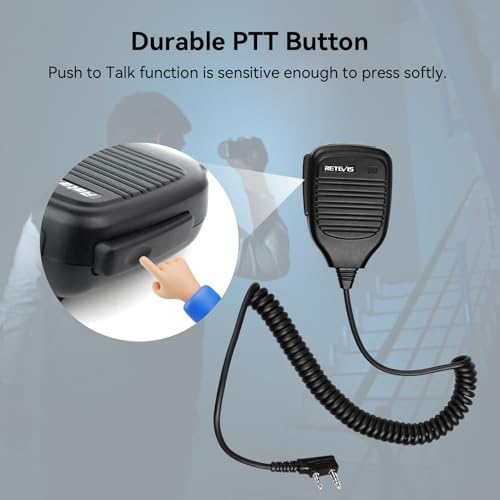 Retevis 2 Pin Walkie Talkie Shoulder Speaker Mic, 5 Pack