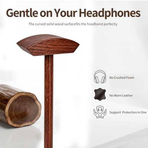 Headphone Stand Nature Wood Headset Hanger Mount Hook Gaming Holder Desktop Earphone Artful Functional Stand for All Headsets with Solid Wooden Base - style: Walnut Storage Base