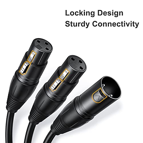 Balanced XLR Splitter Dual XLR Female to 1XLR 3Pin XLR Y-Split Patch Cable | 2XLR to 1XLR 3Pin Microphone Splitter for Studio Preamp,Equzalizer, speaker, Patch Bay, Studio Harmonizer, 1-feet - size: 1 Male XLR to 2 Female XLR, style: 1 Pack
