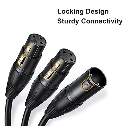 Balanced XLR Splitter Dual XLR Female to 1XLR 3Pin XLR Y-Split Patch Cable | 2XLR to 1XLR 3Pin Microphone Splitter for Studio Preamp,Equzalizer, speaker, Patch Bay, Studio Harmonizer, 1-feet - size: 1 Male XLR to 2 Female XLR, style: 1 Pack
