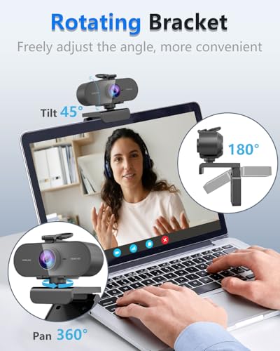 2K Webcam for PC Mac Laptop with Microphone,Full HD Web Cam for Streaming with Privacy Cover Sliders,USB C Web Camera for Desktop Computer Monitor,External Small Best Webcam For Microsoft Teams Gaming