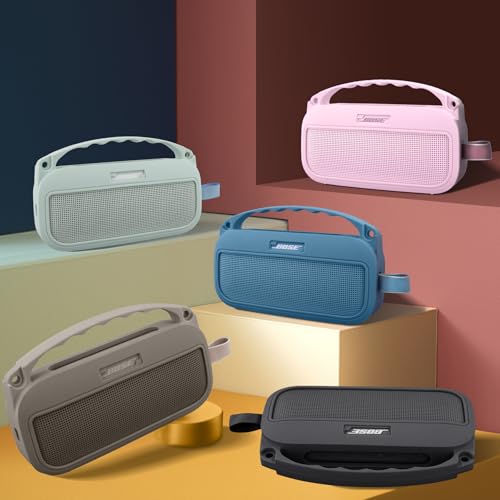 co2CREA Soft Silicone Case for Bose SoundLink Flex 2nd Gen, Mint | Skin-Friendly Handle, Adjustable Shoulder Strap, Crossbody Carrying, Aluminum Carabiner, Lightweight - color: Alphine Sage Case