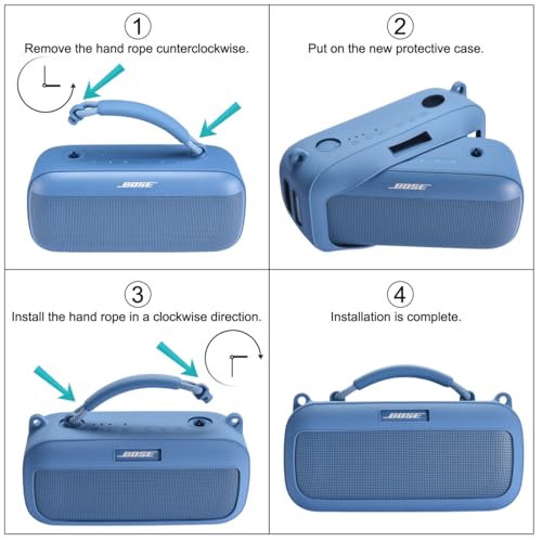 Protective Case for Bose SoundLink Max, Silicone Case Cover with Shoulder Strap for Bose SoundLink Max (Blue) - color: Blue