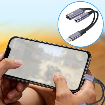 2pcs 2 in 1 Usbc Splitter Aux & USB C to 3.5mm Jack and Charger | Usbc Splitter & USB C to 3.5mm Audio Adapter with 60W PD Fast Charging DAC Headphone Jack for iPhone Gaming Car Aux More USBC