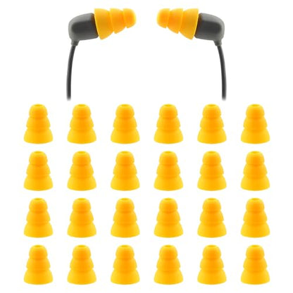 Replacement Triple Flange Ear Tips for Elgin Discord Gen 3/Rumble | 12 Pairs (Yellow, Large) Soft Silicone Ear Tips
