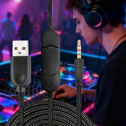 USB Sound Card 3.5mm Auxes Headphone Cable with Inlines Volumes Control and Microphones Mute Switches for PC Gaming Mobi
