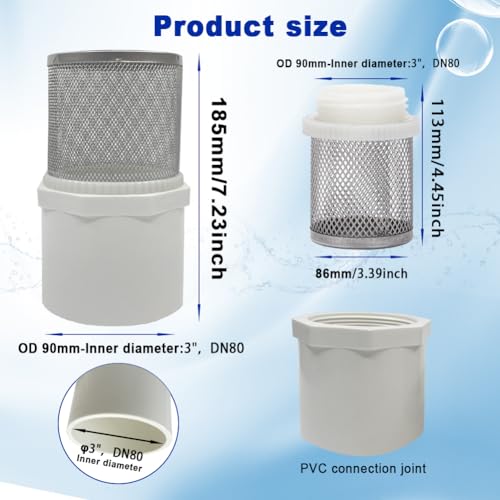 3" Stainless Steel Filter DN80/3" Suction Strainers Used to Remove Debris and Reduce Solid Entry（1pcs） - size: 3"DN80