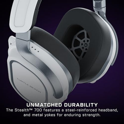 Turtle Beach Stealth 700 Wireless Multiplatform Gaming Headset Renewed, PS5 | PlayStation, PS4, Bluetooth, 60mm Dual Drivers, 80-Hr Battery, Noise-Cancelling Flip-to-Mute Mic, Dual Transmitters, White - color: White, style: Stealth 700