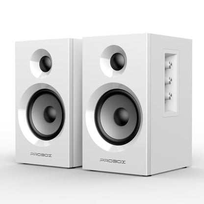 Powered Bookshelf Speakers HiFi Computer Gaming Monitors with Bluetooth 5.3 & 24-Bit USB DAC Stereo Speaker PC Speakers 3.5" Woofer,1" Silk Dome Tweeter, Adjustable Bass/Treble BT16 - White - color: White
