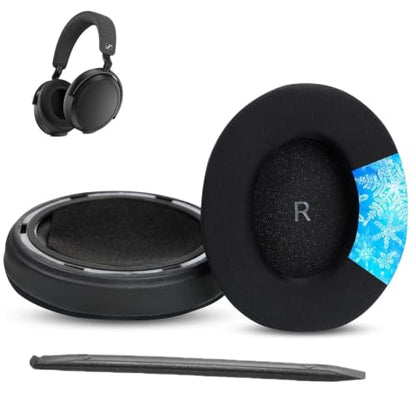 Replacement Ear Cushions for Sennheiser Momentum 4 & 5 Wireless Headphones | Cooling Gel Softer Ear Pads & High-Density Sound Isolation Protein Leather Foam Earpads -Black