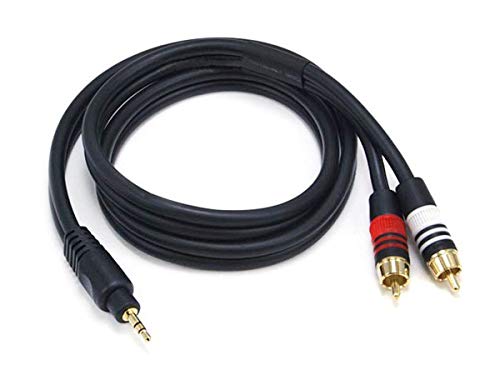Monoprice Audio Cable - Premium Stereo Male to 2 RCA Male, Gold Plated, 22AWG, 3 Feet, Black - size: 3ft, style: Single Pack