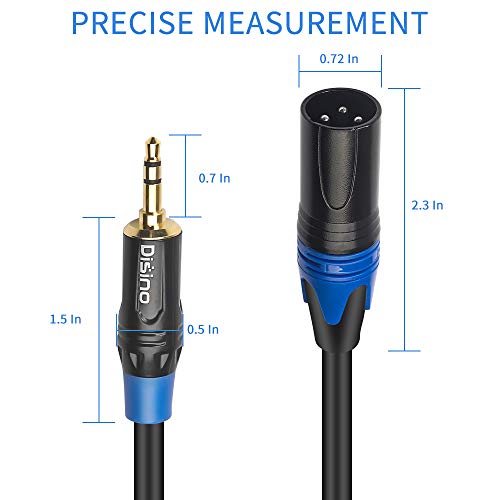 3.5mm to XLR Cable, Unbalanced 1/8 inch Mini Jack TRS Stereo Male to XLR Male Microphone Audio Cable - 10 FT - size: 10 FT