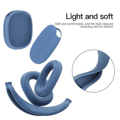 3 in 1 Silicone Case Cover Compatible with Apple Airpods Max Headphones, Anti-Scratch Ear Pad Case Cover Ear Cups Cover and Headband Cover Compatible with Apple Airpod Max (Midnight Blue) - color: Midnight Blue