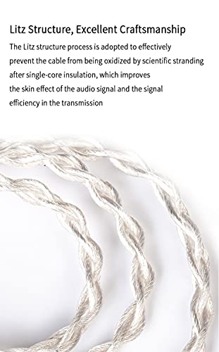 KBEAR Earphone Cable, 4 Cores 4N Single Crystal Copper Silver-Plated Woven Litz Structure in Ear Monitor Cable, Improve Comfortable and Smooth Wearing Replacement Cable(MMCX, 2.5mm)
