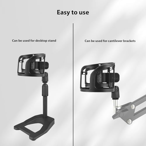 Microphone Shock Mount Mic Clip Holder with 5/8 to 3/8 Adapter -Universal USB Condenser Mic Isolation Clip for Studio Recording Podcasting Live Streaming | Shock Mount Microphone Holder, Universal USB Condenser Mic Isolation Clip for Studio Recording Podc