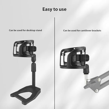 Microphone Shock Mount Mic Clip Holder with 5/8 to 3/8 Adapter -Universal USB Condenser Mic Isolation Clip for Studio Recording Podcasting Live Streaming | Shock Mount Microphone Holder, Universal USB Condenser Mic Isolation Clip for Studio Recording Podc