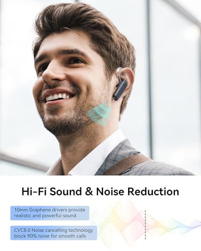 S525 Bluetooth 5.1 Wireless Earpiece, 16Hrs HD Calling, CVC8.0 Noise Cancelling, Hands-Free, Black