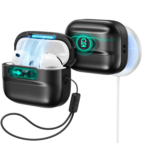 ESR for AirPods Pro 3 Case (2025), Compatible with MagSafe, Black | Compatible with AirPods Pro 3 (USB-C Cable), Magnetic Lid, Full Drop Protection Cover with Lanyard - color: Black, size: AirPods Pro 3 Case