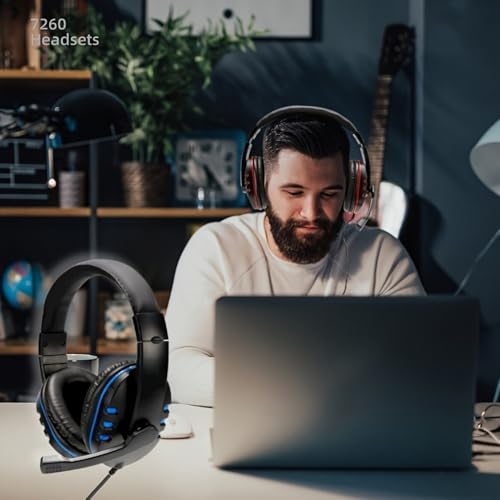 1PCS USB Wired Headset with Microphone, Comfortable Over Ear Design, Clear Communication for Office Meetings, Learning, Gaming, Blue - color: Blue