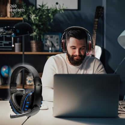 1PCS USB Wired Headset with Microphone, Comfortable Over Ear Design, Clear Communication for Office Meetings, Learning, Gaming, Blue - color: Blue