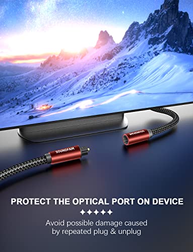 Optical Extension Cable 10 Foot, TOSLINK Male to Female Cable for Home Theater Soundbar TV - Red - size: 10 ft, style: Optical Cable Extension